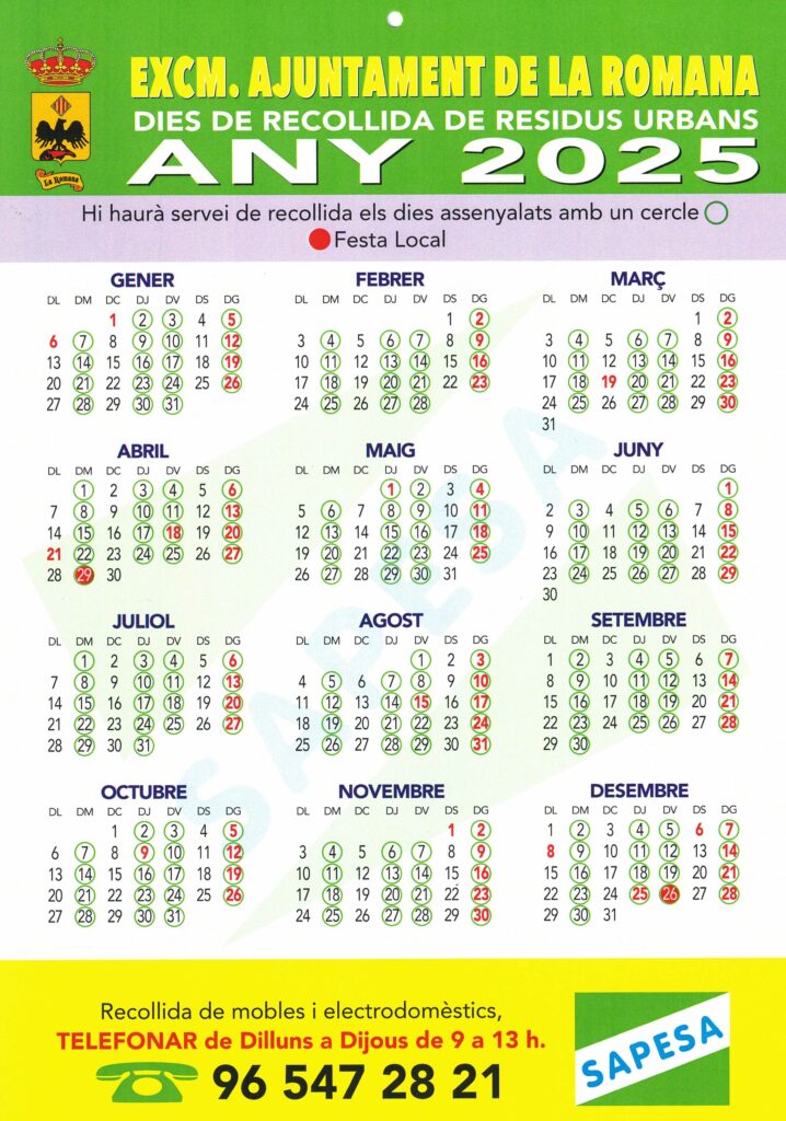 CALENDARIO DE RECOGIDA DE RSU