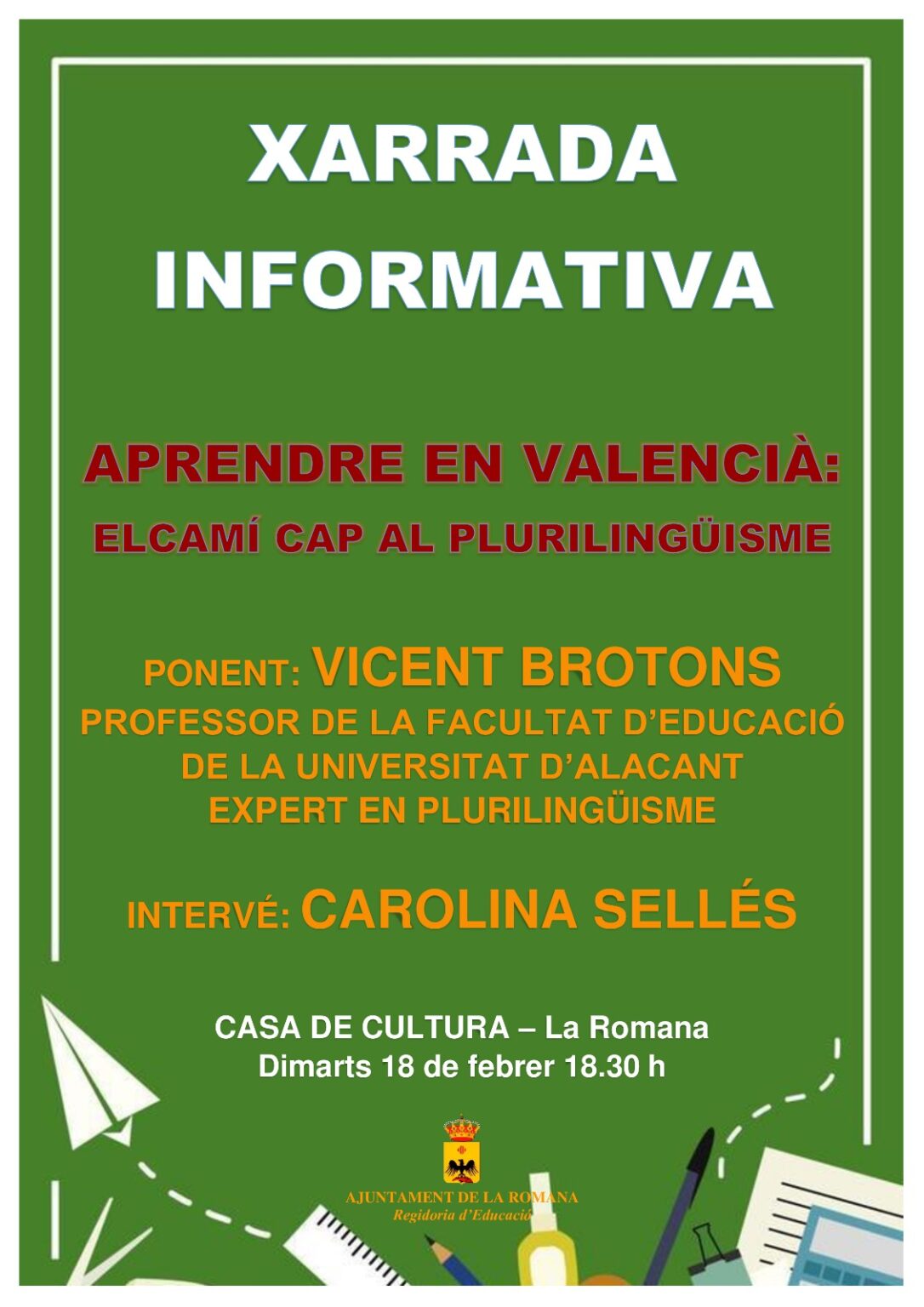 XARRADA INFORMATIVA SOBRE LA LLENGUA BASE EN L’ENSENYANÇA – Ajuntament ...